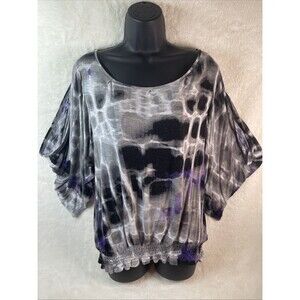 Worthington Women's Cold Shoulder Blouse Size M Purple Black Gray And White